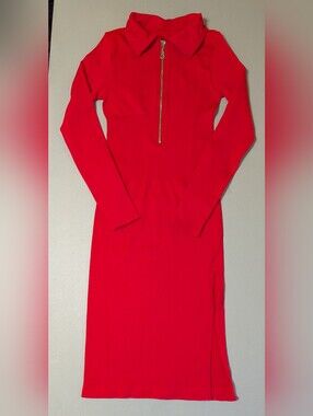 OQQ red dress, zip front, size small